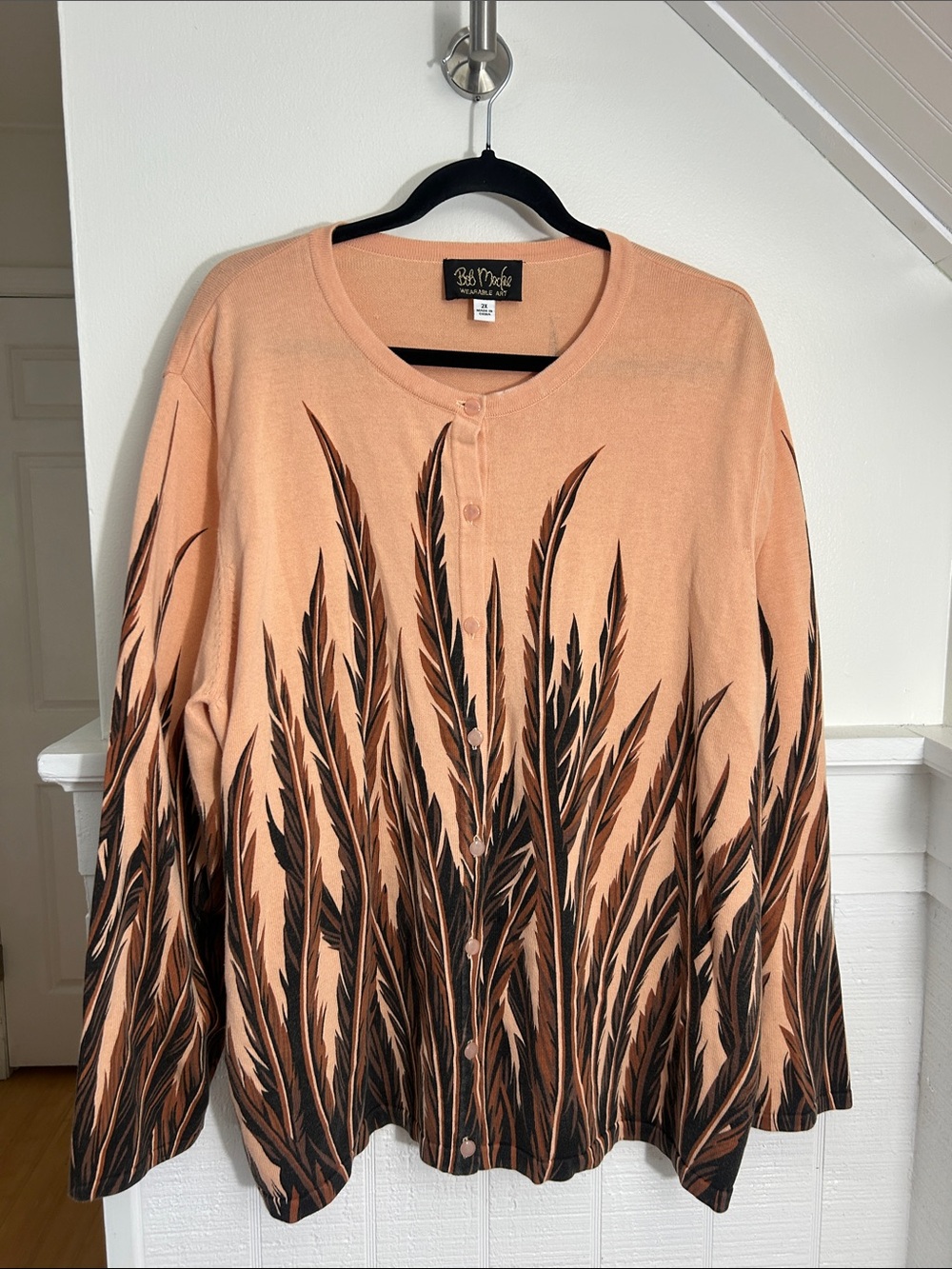 Bob Mackie Wearable Art Light Orange Sweater size Women’s 2X
